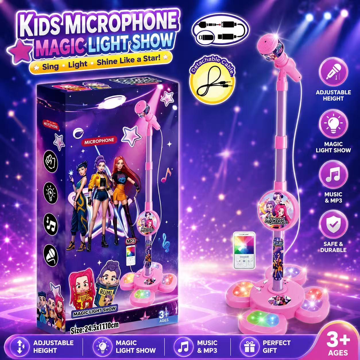 Audio Music Maker - Micrófono de Karaoke con Soporte, Máquina