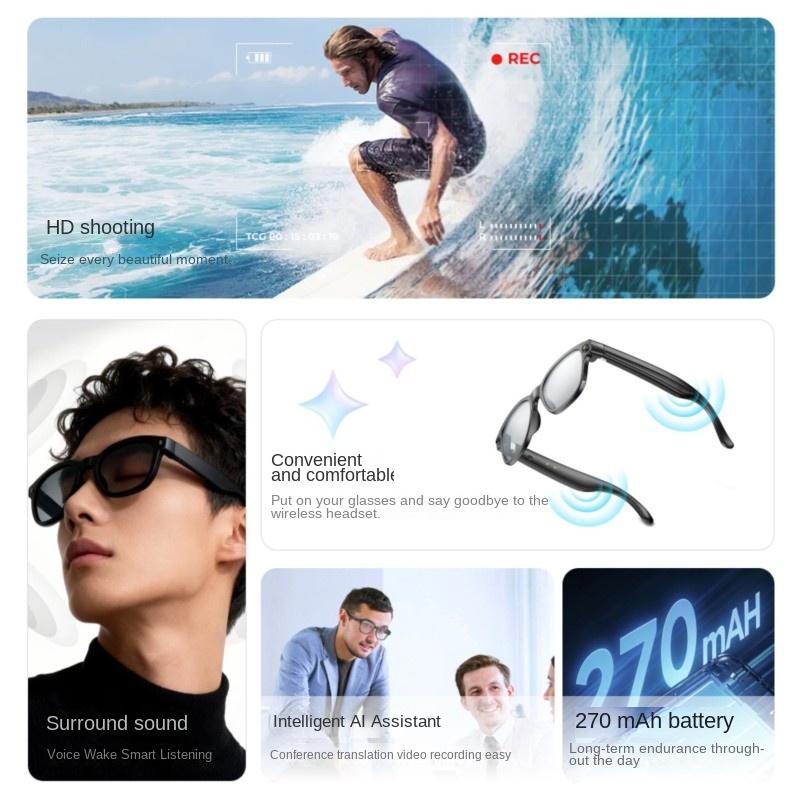 Gafas Inteligentes con IA, Cám - Audio Music Videos reseña y precio