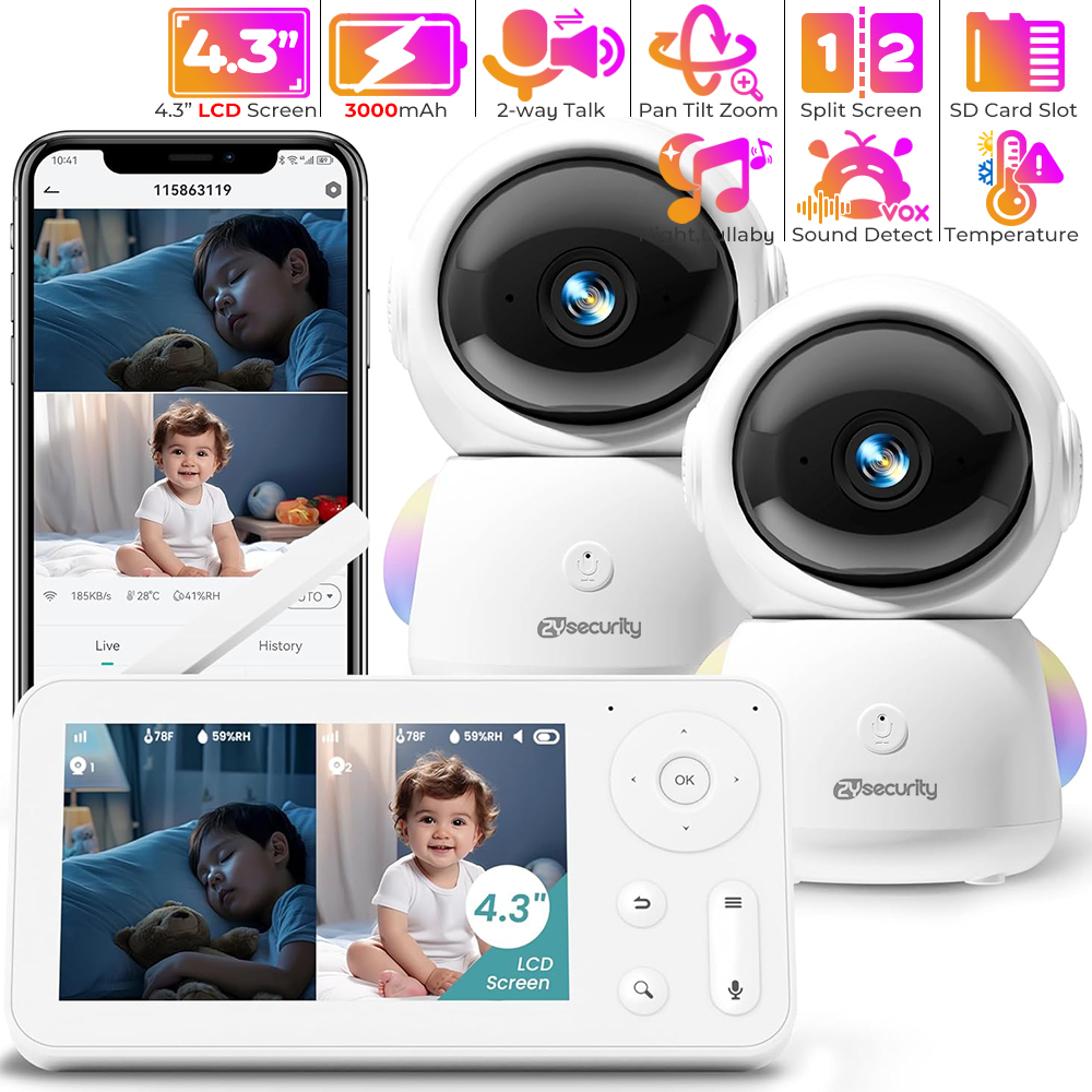 Monitor de bebé 2K con 2 cámar - Audio Music Videos reseña y precio